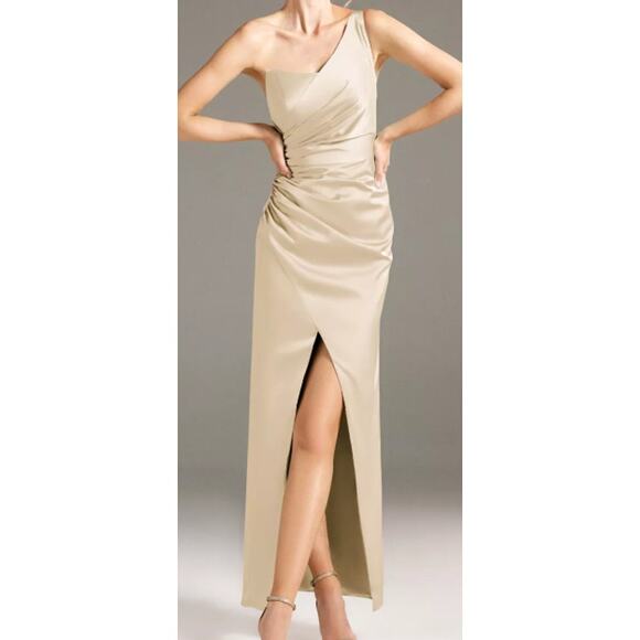 AW BRIDAL SZ 8 M champane Edwina floral formal Party maxi dress NEW B25 - Picture 1 of 5